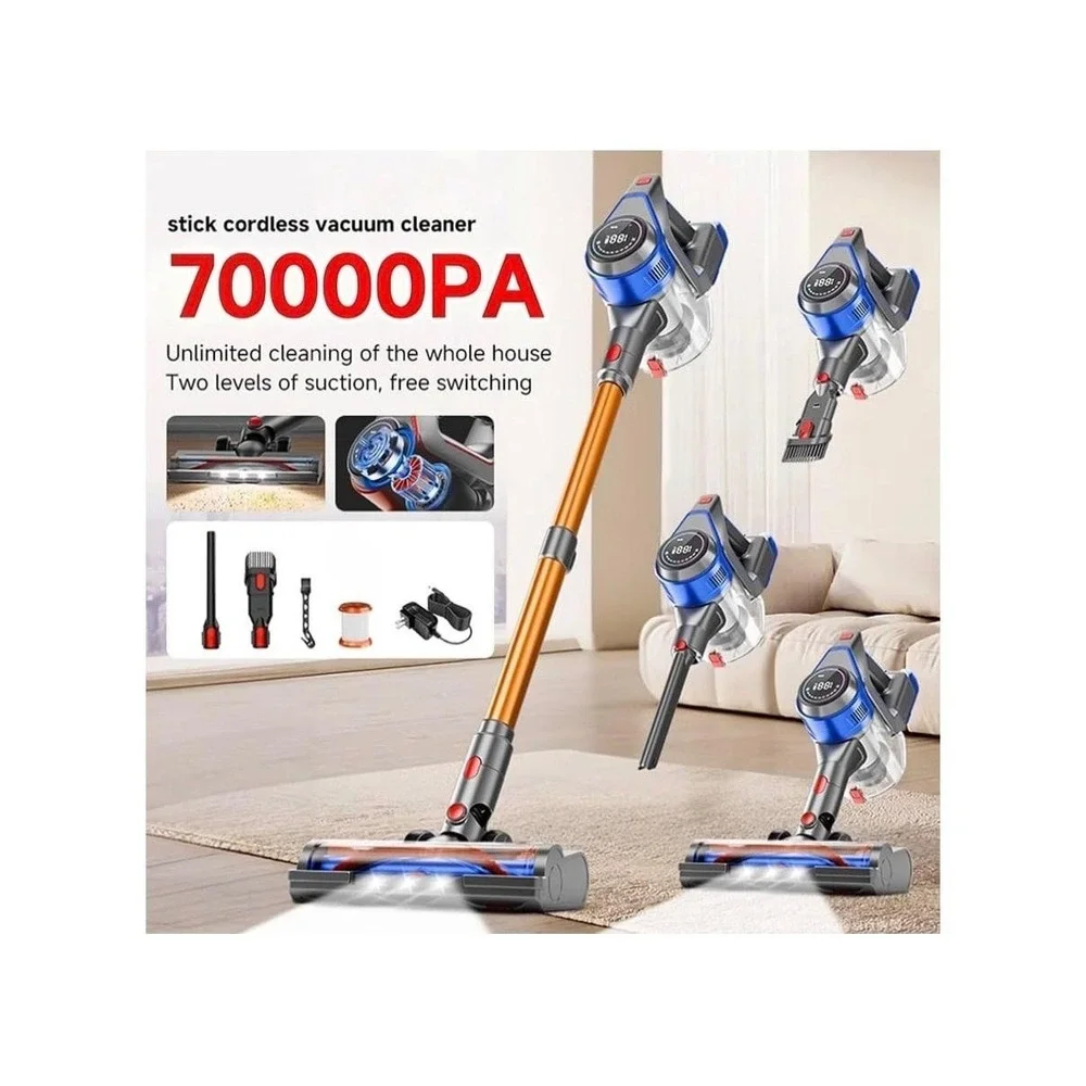 BSNAW Y501 Cordless Stick Vacuum Cleaner 70KPa Blue LED Pet Hair Floor Bagless